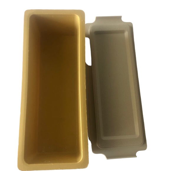 Vintage Tupperware Butter Dish Keeper Harvest Gold Top Almond Tray 636-11 - Picture 2 of 6